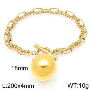 Simple stainless steel OT buckle bracelet with steel ball pendant - KB205633-Z