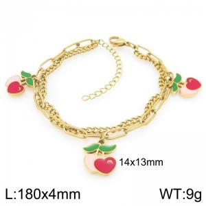 Stainless Steel Heart-shaped Cherries Bracelet For Girl Jewelry Gift - KB205930-ZG