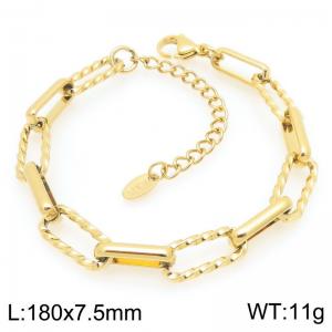 Fashionable and personalized stainless steel 180 × 7.5mm mixed directional chain lobster buckle temperament gold bracelet - KB205940-ZCG