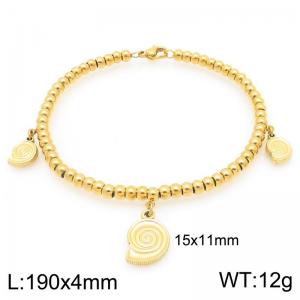 Gold-Plated Stainless Steel Conches Charm Beaded Bracelet - KB205944-Z