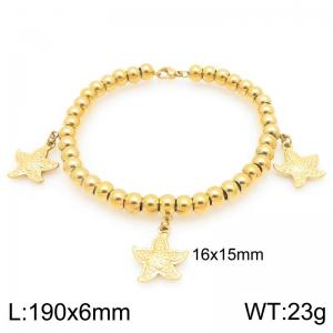 Gold-Plated Stainless Steel Starfish Charm Beaded Bracelet - KB205950-Z