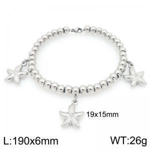Stainless Steel Starfish Charm Beaded Bracelet - KB205955-Z