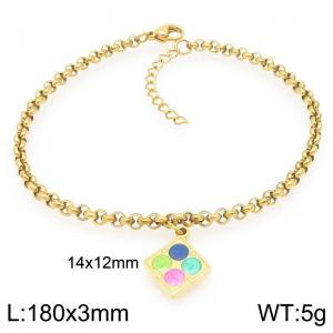 Gold-Plated Stainless Steel Color Box Charm Links Bracelet - KB205960-Z
