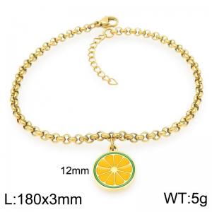 Gold-Plated Stainless Steel Lemon Slice Charm Links Bracelet - KB205961-Z