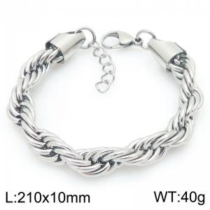 Simple and personalized stainless steel 210 × 10mm Fried Dough Twists chain lobster clasp charm silver bracelet - KB206156-Z