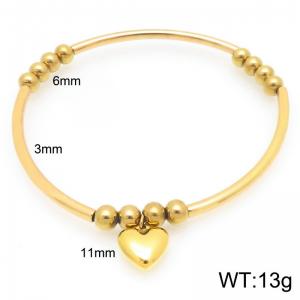 European and American creative personality stainless steel heart-shaped pendant temperament gold bead bangle - KB206159-Z