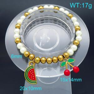 Fashionable stainless steel fruit style watermelon and cherry bead bracelet - KB206199-Z