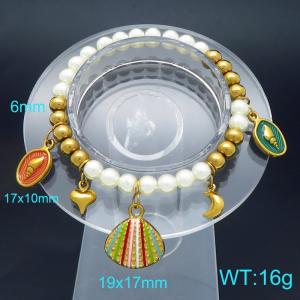 Fashionable ocean vacation style stainless steel shell conch bracelet - KB206202-Z