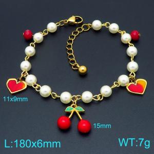 Fashion stainless steel pearl bracelet with multiple fruit pendants - KB206207-Z