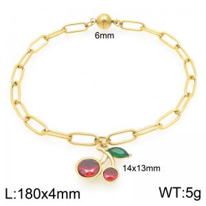 Stainless steel directional chain hanging cherry pendant temperament gold bracelet - KB206665-Z