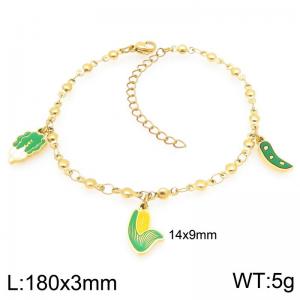 Stainless steel candy chain hanging fruit and vegetable series pendant temperament gold bracelet - KB206668-Z