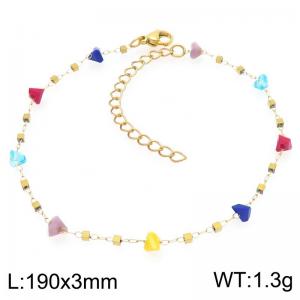 Stainless steel creative colorful stone bead chain lobster buckle temperament gold bracelet - KB206670-Z
