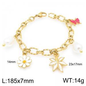 Stainless steel size O-shaped chain hanging DIY multiple geometric pendant temperament gold bracelet - KB206671-Z