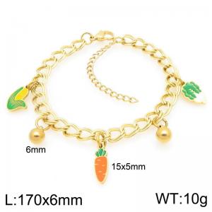 Stainless steel double-layer Cuban chain hanging DIY multiple colored fruit and vegetable series pendant temperament gold bracelet - KB206673-Z