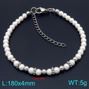 Ladies' Splicing Pearl Stainless Steel Silver Bracelet - KB206982-Z