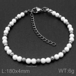 Ladies' Splicing Gold Pearl Stainless Steel Silver Bracelet - KB206984-Z