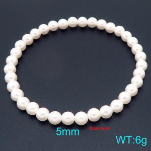 Ladies' White Pearl Stainless Steel Silver Bracelet - KB206985-Z