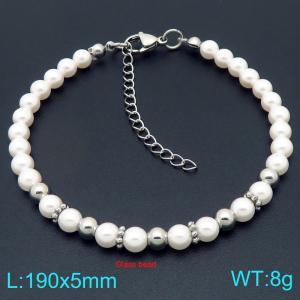Ladies' Two tone Pearl Stainless Steel Silver Bracelet - KB206989-Z