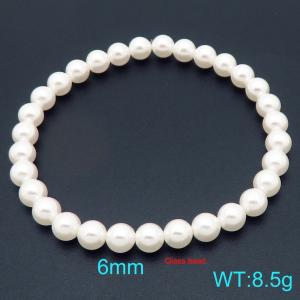 6mm Ladies' White Pearl Stainless Steel Bracelet - KB206992-Z
