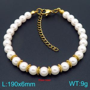 Ladies' Beautiful Pearl Stainless Steel Gold Bracelet - KB206993-Z