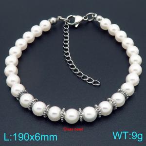 Ladies' Beautiful Pearl Stainless Steel Silver Bracelet - KB206994-Z