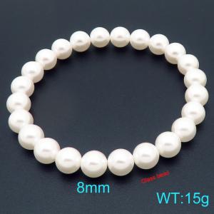 8mm Ladies' Sparkling Pearl Stainless Steel Bracelet - KB206999-Z