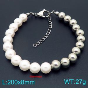 Ladies' Steel Pearl Stainless Steel Silver Bracelet - KB207002-Z