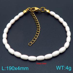 Ladies' Shell Pearl Stainless Steel Gold Bracelet - KB207006-Z