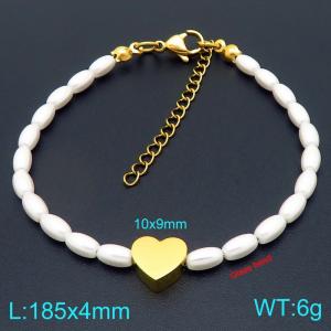 Ladies' Love Shell Pearl Stainless Steel Gold Bracelet - KB207008-Z