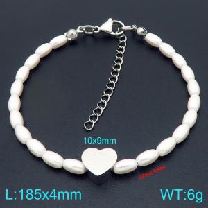 Ladies' Love Shell Pearl Stainless Steel Silver Bracelet - KB207009-Z
