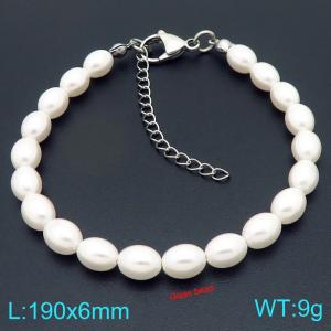 6mm Ladies' Shell Pearl Stainless Steel Silver Bracelet - KB207011-Z