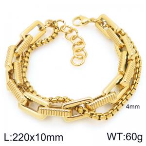 Creative and personalized stainless steel mixed with double-layer chain lobster buckle temperament gold bracelet - KB207100-ZZ