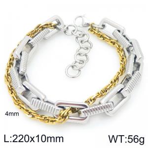 Creative and personalized stainless steel mixed with double-layer chain lobster buckle temperament silver&gold bracelet - KB207105-ZZ
