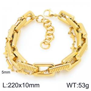 Creative and personalized stainless steel mixed with double-layer chain lobster buckle temperament gold bracelet - KB207112-ZZ