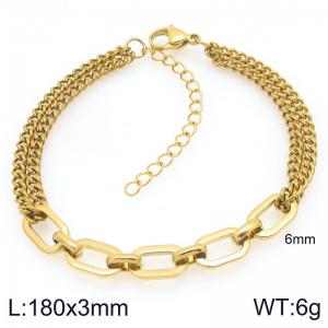 Fashionable and minimalist stainless steel double-layer chain splicing bracelet - KB207549-Z
