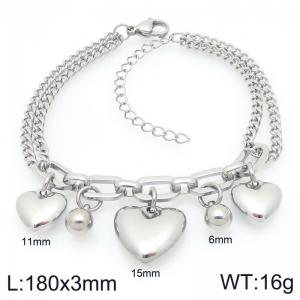 Fashionable and minimalist stainless steel double-layer chain splicing bracelet paired with multiple heart-shaped accessories - KB207552-Z