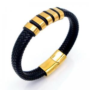 Stainless Steel Leather Bracelet - KB208556-JZ