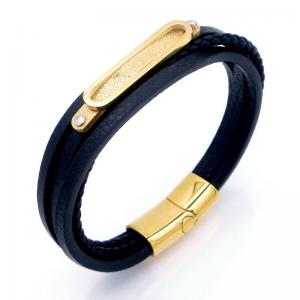 Stainless Steel Leather Bracelet - KB208557-JZ