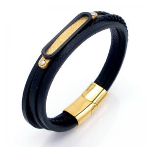 Stainless Steel Leather Bracelet - KB208559-JZ