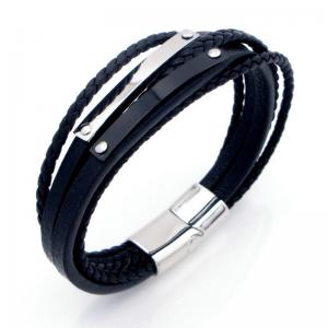 Stainless Steel Leather Bracelet - KB208562-JZ