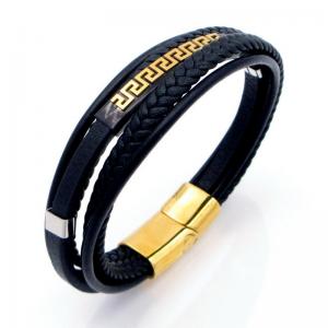 Stainless Steel Leather Bracelet - KB208564-JZ