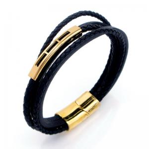 Stainless Steel Leather Bracelet - KB208565-JZ