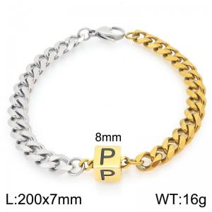 Stainless steel letter element bracelet - KB209154-Z