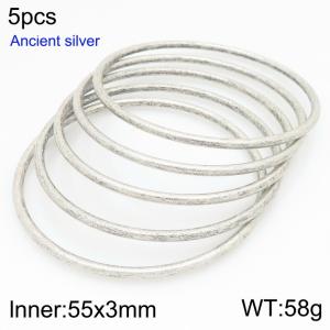 Stainless steel Ancient silver bangle - KB209845-GC