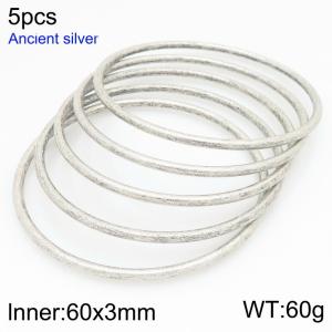 Stainless steel Ancient silver bangle - KB209846-GC