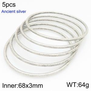 Stainless steel Ancient silver bangle - KB209848-GC