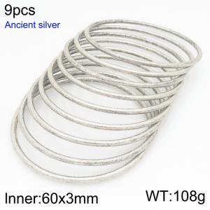 Stainless steel Ancient silver bangle - KB209854-GC