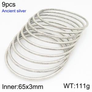 Stainless steel Ancient silver bangle - KB209855-GC