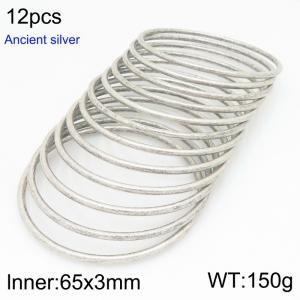 Stainless steel Ancient silver bangle - KB209859-GC