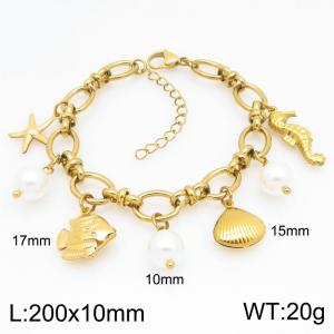 Stainless Steel Gold-plating Bracelet - KB210409-Z